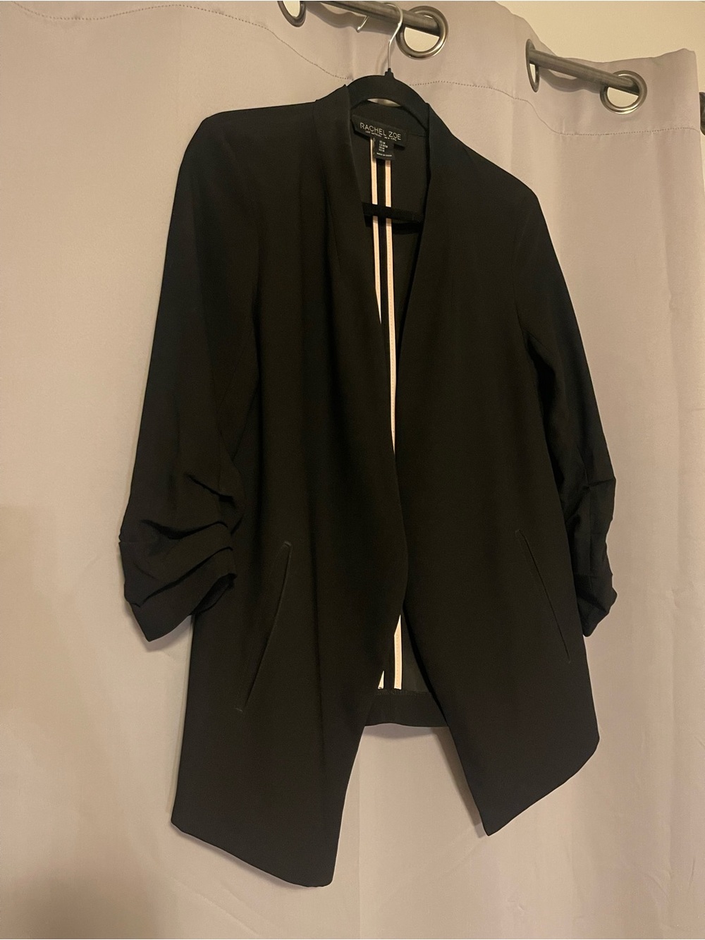 Rachel Zoe Black Open-Front Draped Blazer Jacket